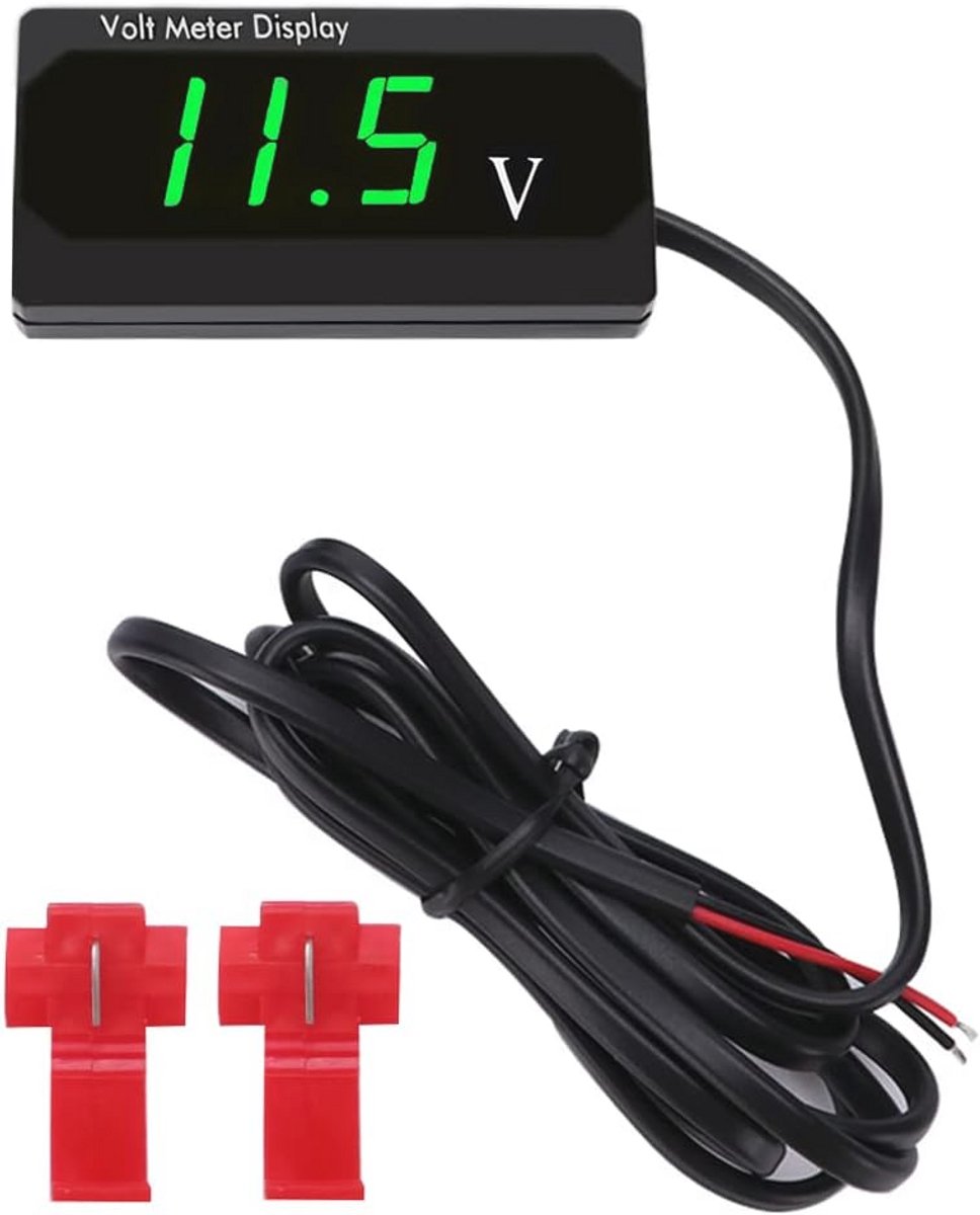Waterdichte Digitale Auto Voltmeter 12V met LED Display - Mini Spanningstester voor Motor, Vrachtwagen, Boot en ATV
