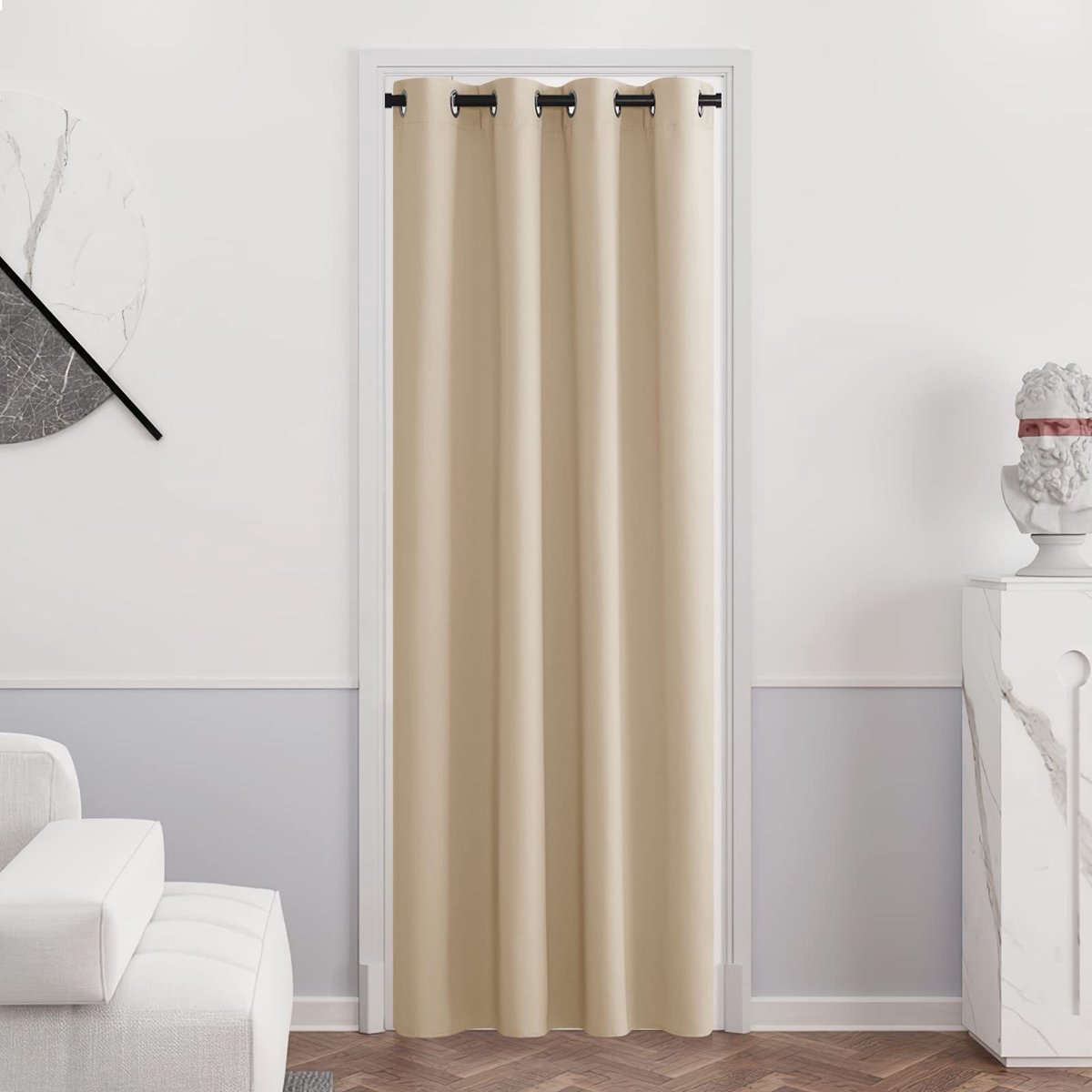 Unyqoos Stijlvolle Verduisteringsgordijnen met Ringen voor Slaapkamer en Woonkamer, Geluidsreducerend en Energiebesparend Biscotti Beige