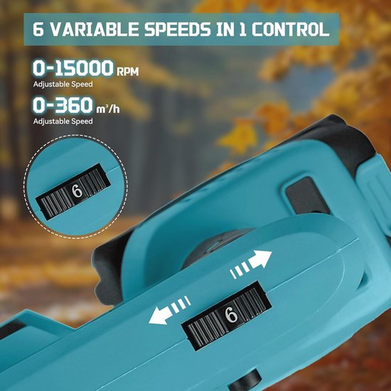 Accu bladblazer en stofzuiger 2-in-1 met 360 m³/h en 6 versnellingen — afbeelding 3