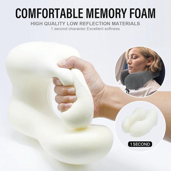 kussen cervical confortable pour le voyage et la détente - Mousse à mémoire de forme avec housse en velours