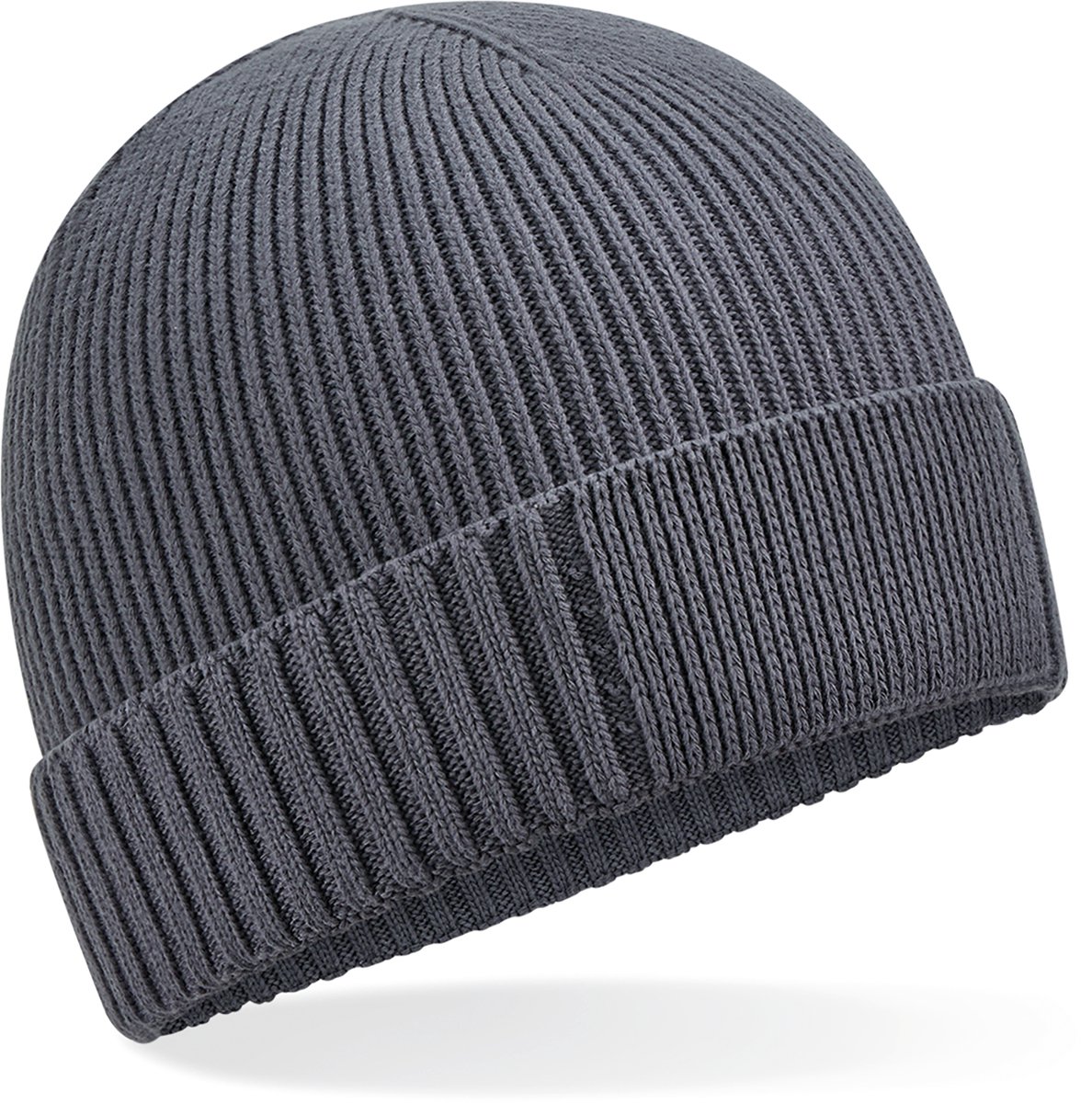 Beechfield Biologisch katoenen muts met technische patch B438N - Graphite Grey - One size