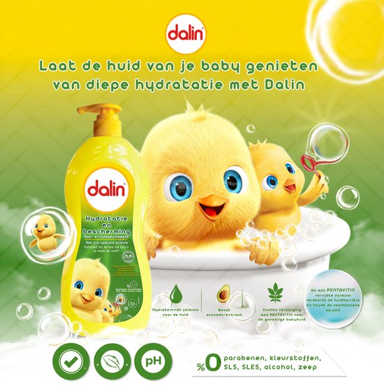 Dalin Hydraterende & Beschermende Haar en Lichaamshampoo 2 x 700 ml - Hypoallergeen, Zonder Parabenen, SLS/SLES, Alcohol of Kleurstoffen van Merkloos — afbeelding 3