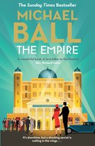 De omslag van 'The Empire' van Michael Ball toont een theater met art deco-architectuur, met een koppel in rode en zwarte kleding op de voorgrond en een vintage auto.