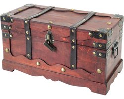 Houten Schatkist met Slot | 40 x 19 x 22 cm | Decoratieve Opbergkist