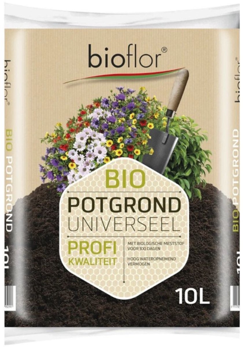 Universele Potgrond BIO 10 liter - Bioflor - Bemesting en bestrijding - Moestuin