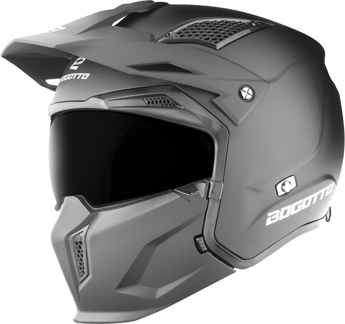 Bogotto Radic 22.06 Mat Titanium Motorhelm - Maat M - Helm
