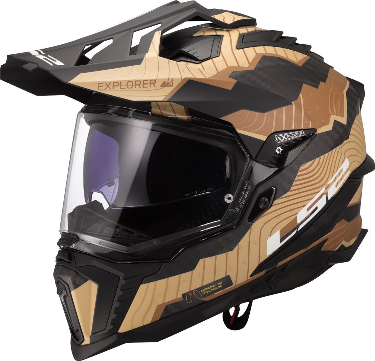 LS2 MX701 Explorer Carbon Adventure helm Trick brown sand XS