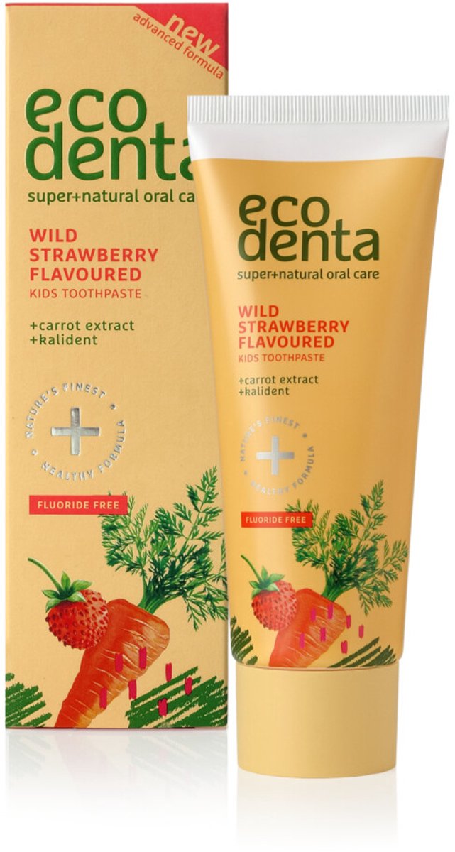 Ecodenta Tandpasta Kids Wilde Aardbei met Wortel & Kalident - 4 x 75 ml - Voordeelverpakking
