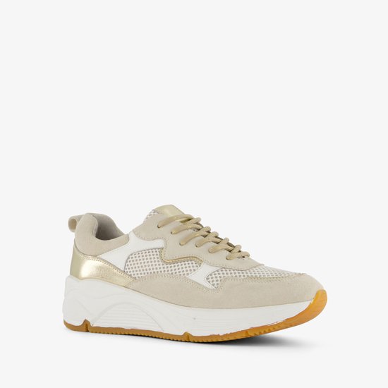 Baskets femme en daim Hush Puppies beige métallisé - Taille 38 - Cuir véritable - Semelle amovible