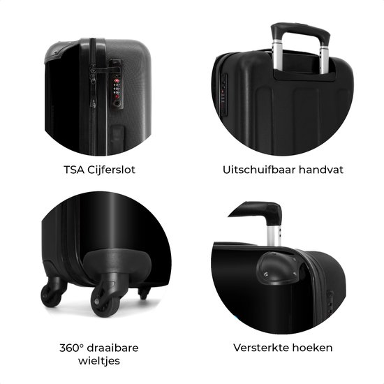 NoBoringSuitcases.com® - Kinderkoffer groot - Kindertrolley koffer - Wolf - Neon - Rolkoffer lichtgewicht - Reiskoffer met 4 wielen - Grote trolley XL - 20 kg bagage