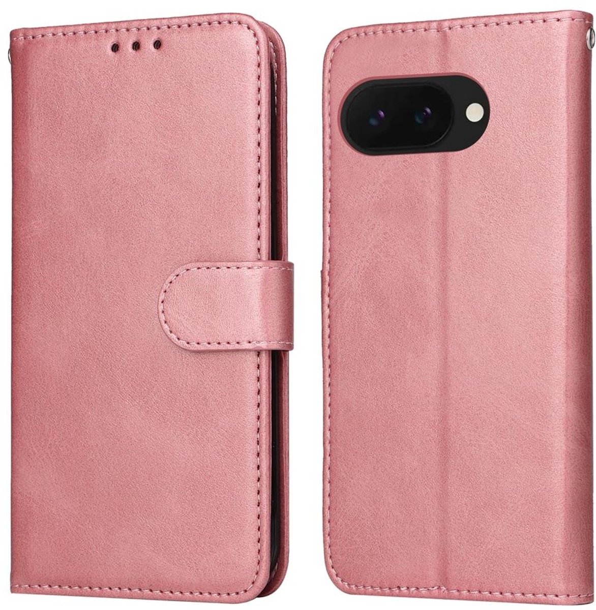 Mobigear Telefoonhoesje geschikt voor Google Pixel 9a Hoesje | Mobigear Wallet Bookcase Portemonnee | Pasjeshouder voor 3 Pasjes | Telefoonhoesje voor Pinpas / OV Kaart / Rijbewijs - Roségoud