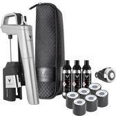 Coravin Timeless Six+ zilveren wijnbewaarsysteem, drie gascapsules, ettui en kurkentrekker.