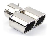 VCTparts Double Échappement Chrome Droit 60mm Headpiece / Endpiece Square [garniture d'échappement - réglage d'échappement - coupleur d'échappement]