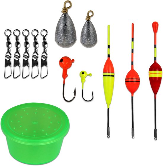 Set de pêche XQMax - Mallette de 115 pièces - Matériel de pêche - Leurres - La pêche - Flotteurs - Accessoires de vêtements pour bébé de pêche - Pour petits et grands