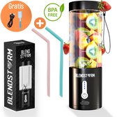 BlendStorm® Draagbare Blender - Draadloze Blender - Draadloos - Blenders - Blender To Go - 6 Mesjes - Mini Blender - Smoothie Maker - Juicer - Keukenmachine - USB Oplaadbaar - 500 ml - Zwart