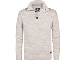 Petrol Industries Heren Trui - Gebreide Trui - Regular Fit - Opstaande Kraag - Katoen - Truien - Pullover - Wit - Maat L