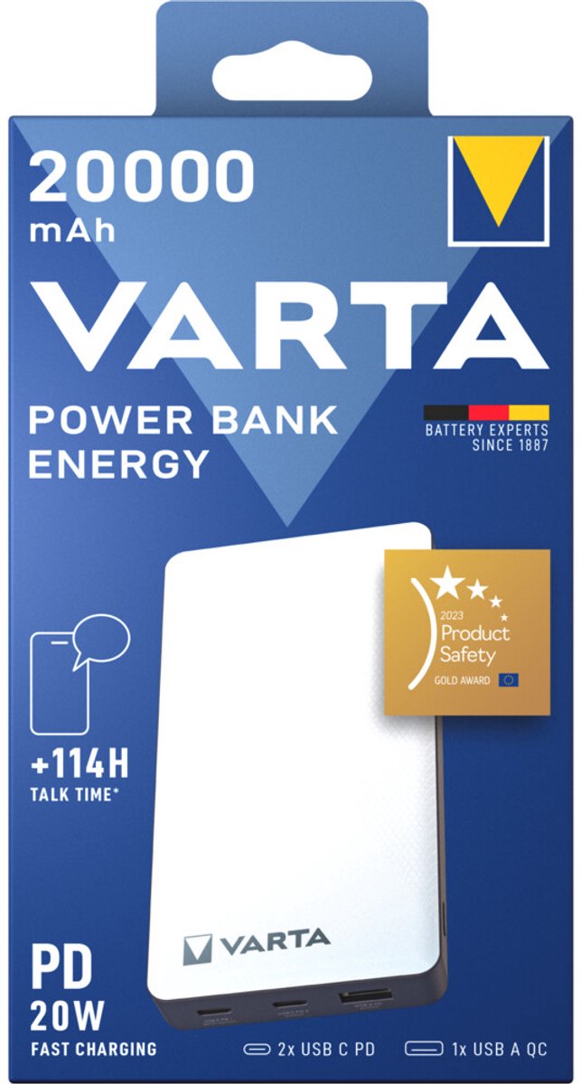 VARTA Powerbank Energy 20000 mAh - Wit