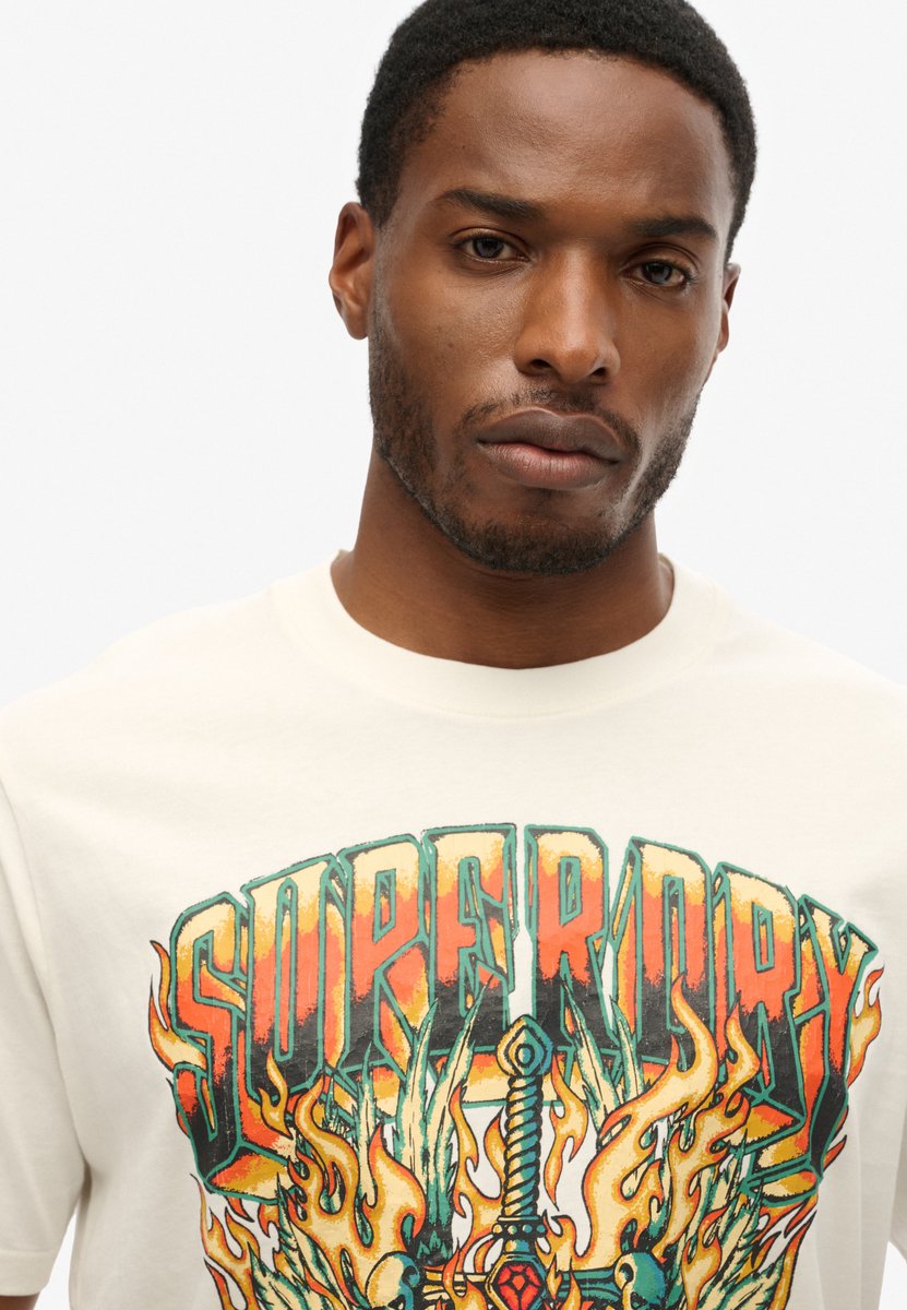 Superdry Biker Rock ruimvallend T-shirt met afbeelding Heren T-shirts Wit