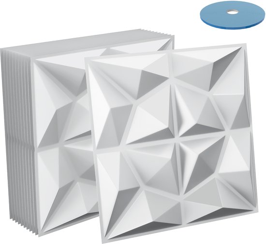3D-wandpanelen, 15 stuks, 30 x 30 cm, pvc-wandpanelen, wandpanelen, wanddecoratie voor woonkamer, slaapkamer, kantoor, wit