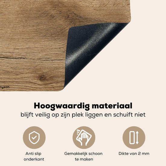 KitchenYeah® Protection plaque induction 80.2x52.2 cm - Marron - Motif bois - Protege plaque de cuisson - Couvre plaque induction - Protecteur d'induction - Cuisine