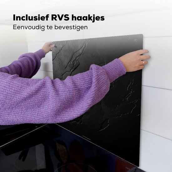 KitchenYeah® Protection plaque induction 60x55 cm - Noir - Pierre - Béton - Protege plaque de cuisson - Couvre plaque induction - Protecteur d'induction - Cuisine