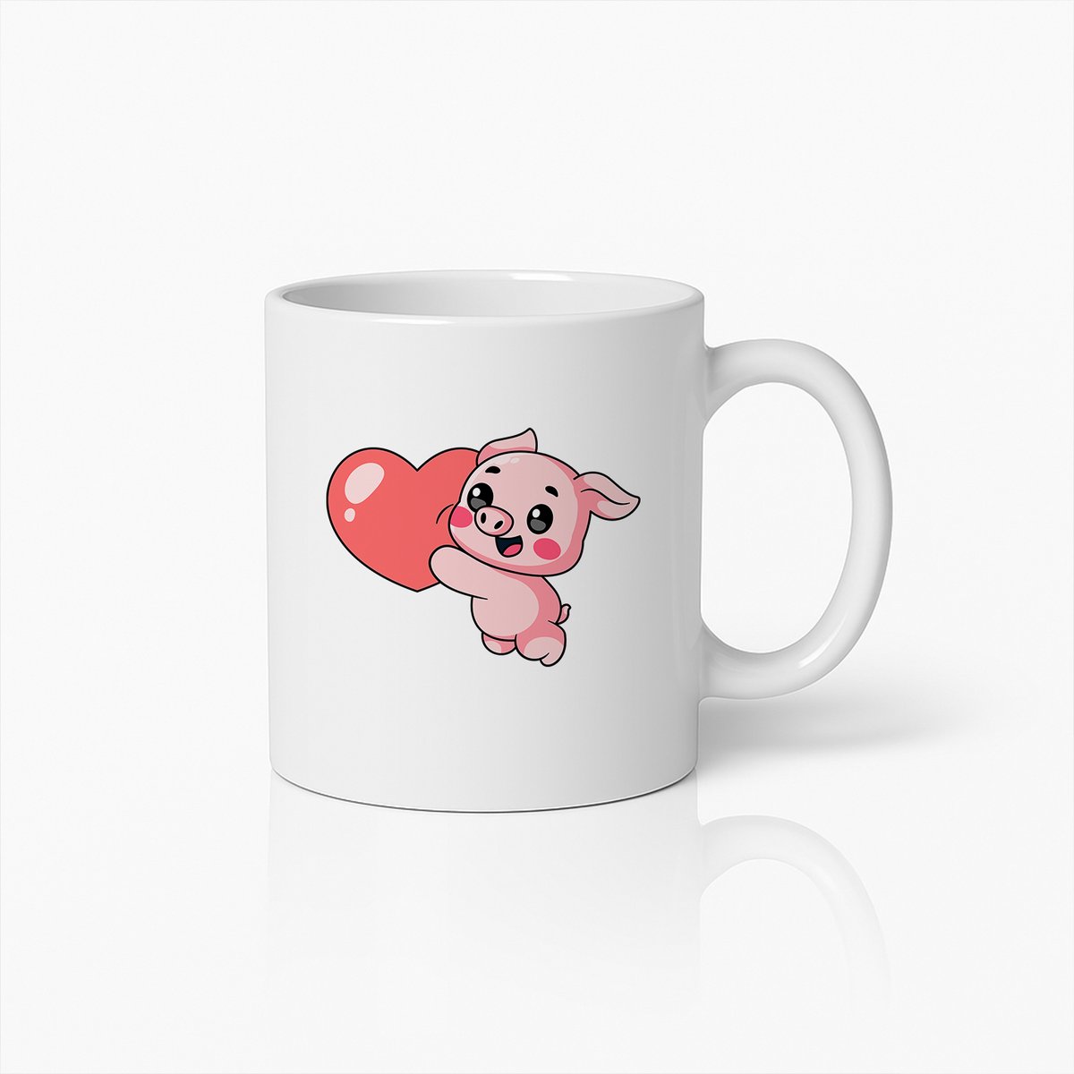 Schattig Varkentje met Hart Mok – Liefdevolle Dierenbeker voor Cadeaus & Dierenliefhebbers