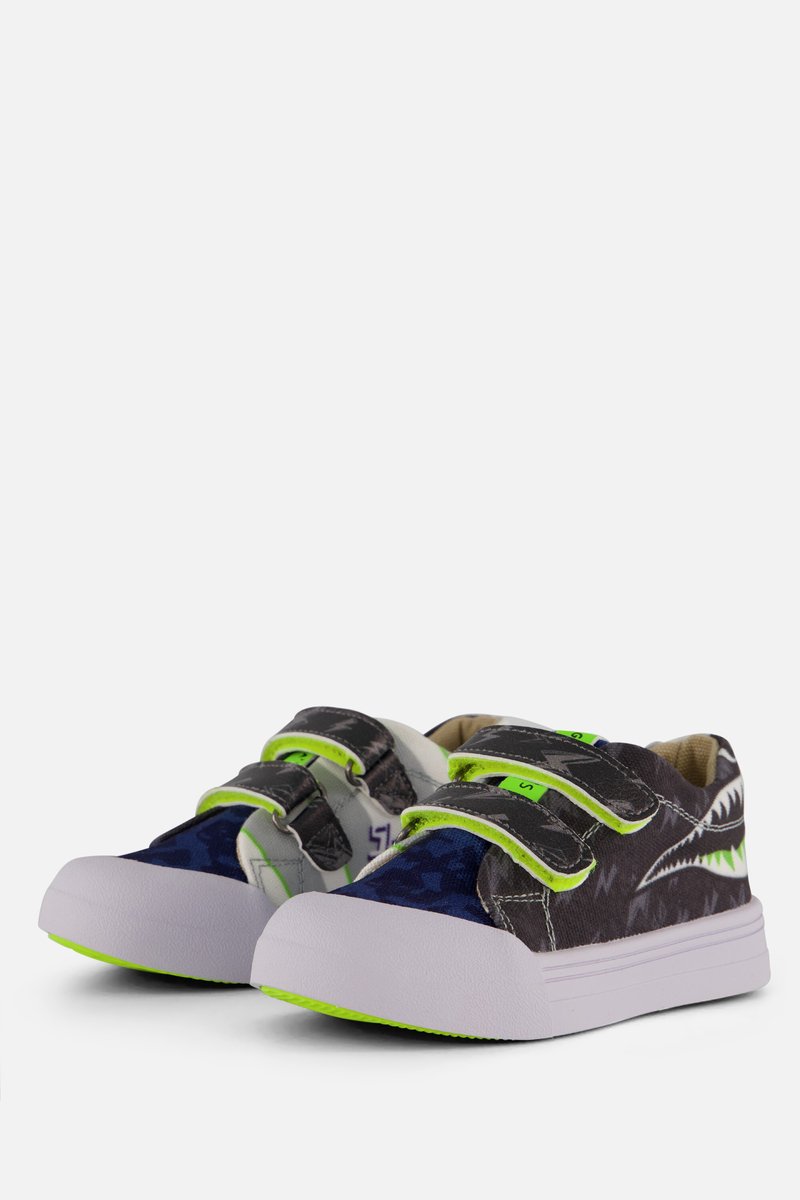 Go Banana's Sneaker Klittenband – Shark - Sneakers Kinderen - Jongens - Green Blue - Canvas- Maat 29