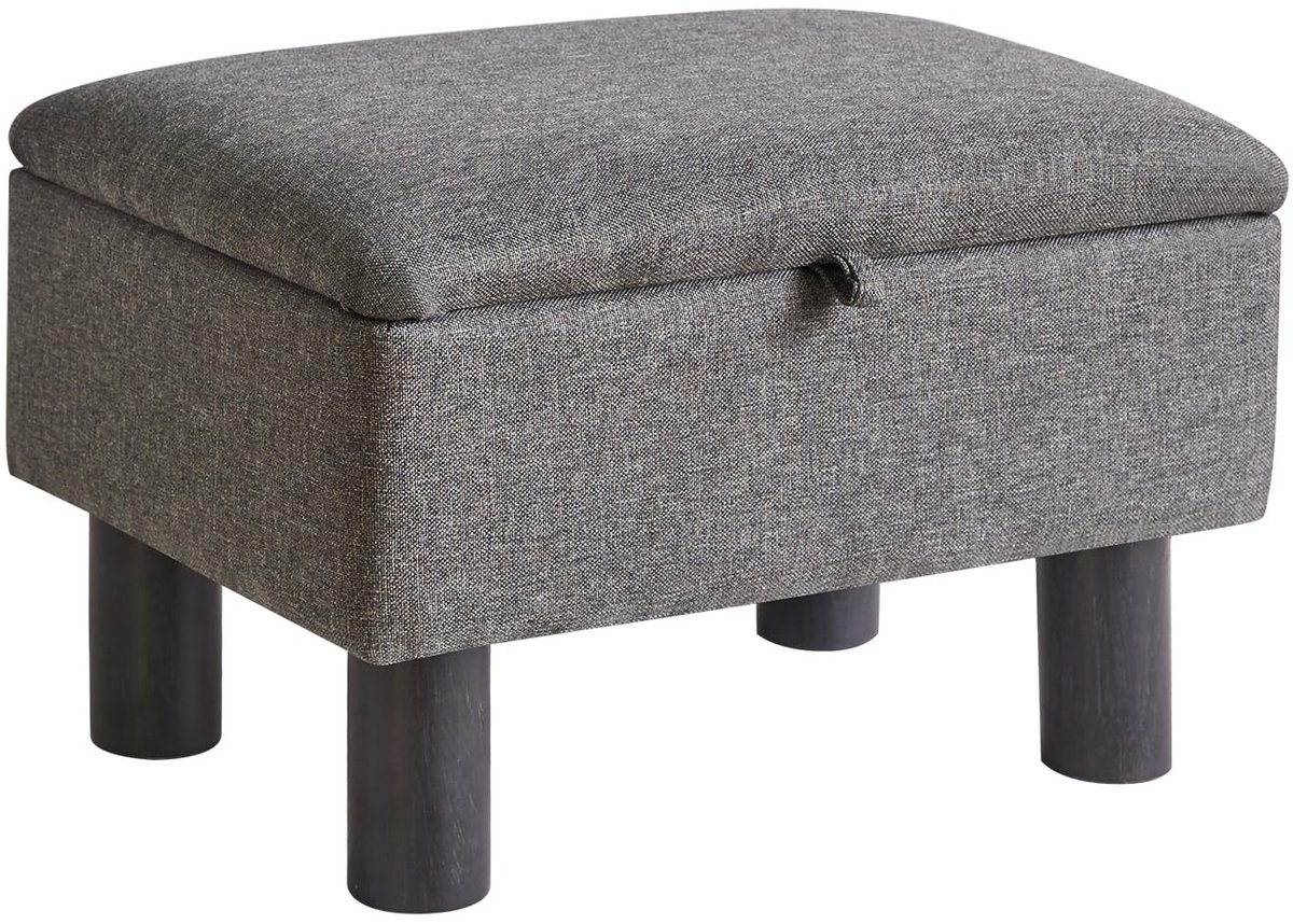 Unyqoos ® Comfortabele Voetenbank met Verborgen Opbergruimte en Stevige Houten Poten voor Multifunctioneel Gebruik grijs