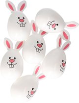 Home & Styling Vulbare hobby kunststof paaseieren - 8 cm - 24x stuks - witte kip - Paasdecoraties