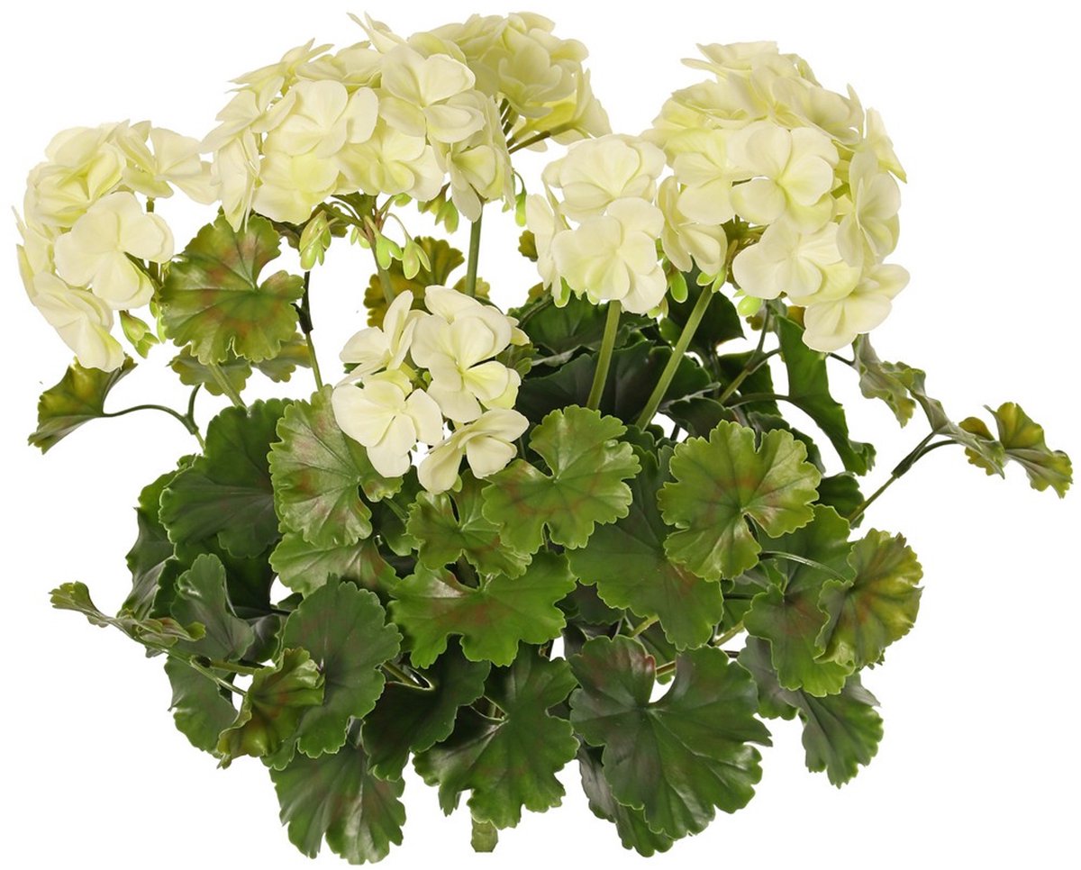 Top Art Topart Kunstbloemen boeketje - Franse geranium - wit - UV bestendig - D30 cm x H39 cm