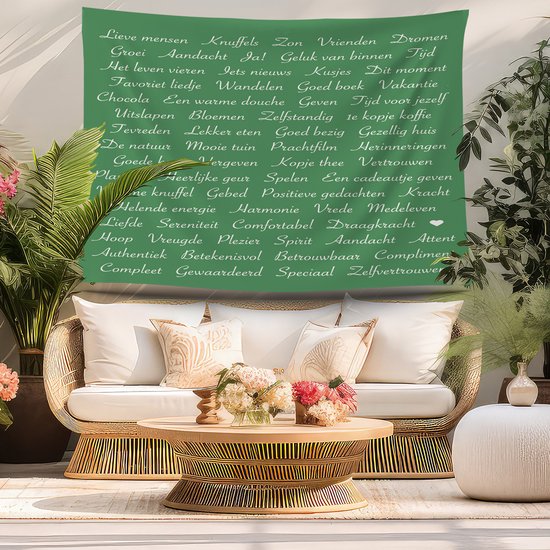 Ulticool - Texte Pensée Positive Zen Geluk Confidence Cadeau - Affiche Tapisserie - 200x150 cm - Groot tapisserie - Affiche Jardin Tapisserie