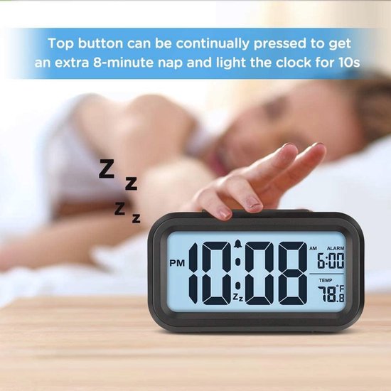 Digitale wekker met groot LED-scherm en temperatuur, ideaal voor kinderen en als cadeau — afbeelding 4