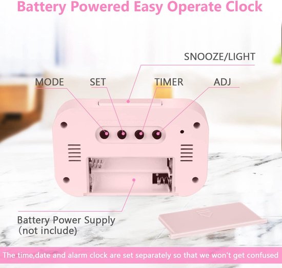 Digitale wekker met LED-display en sluimerfunctie voor slaapkamer en kantoor — afbeelding 4