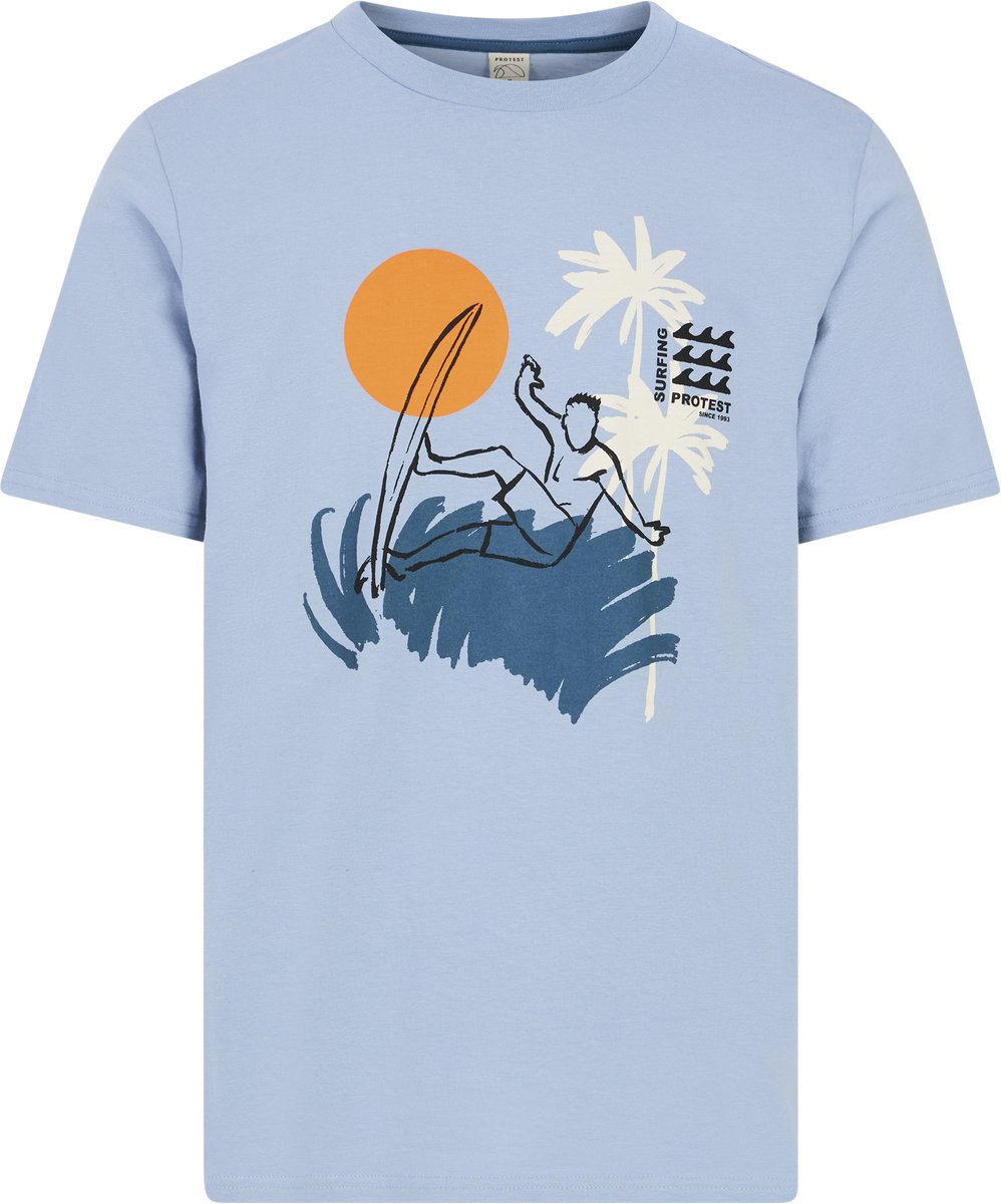 Protest Prtrodas – T shirt Heren – Korte mouwen – Ronde hals Blauw