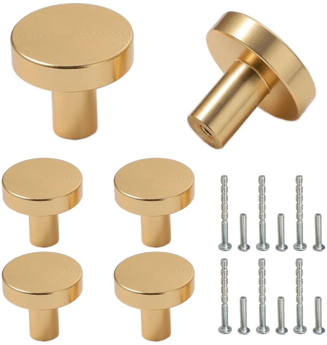 Ibenzoa® Moderne Goudmatchende Meubeldeurknoppen – Set van 6, Voor Commode, Kasten en Keuken