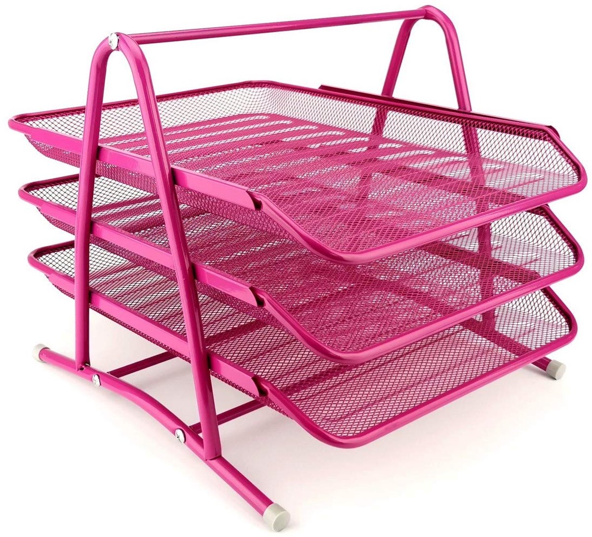 Ibenzoa® Robuuste Metalen Opbergoplossing voor Bureau met Drie Laden en Mesh Constructie