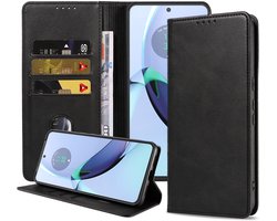 Smartphonica Telefoonhoesje Geschikt voor Motorola Moto G84 Kunstleer met Magnetische sluiting en Pasjeshouders Bookcase met Klepje - Zwart geschikt voor Motorola Moto G84