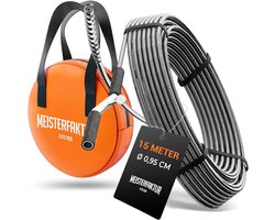MEISTERFAKTUR Ontstoppingsveer met Transporttas 15m (0.75cm Diameter) | Rioolontstopper | Rioolreinigersveer met Tas | Gootsteen en Afvoer Ontstopper | Gootsteenontstopper | Rioolveer
