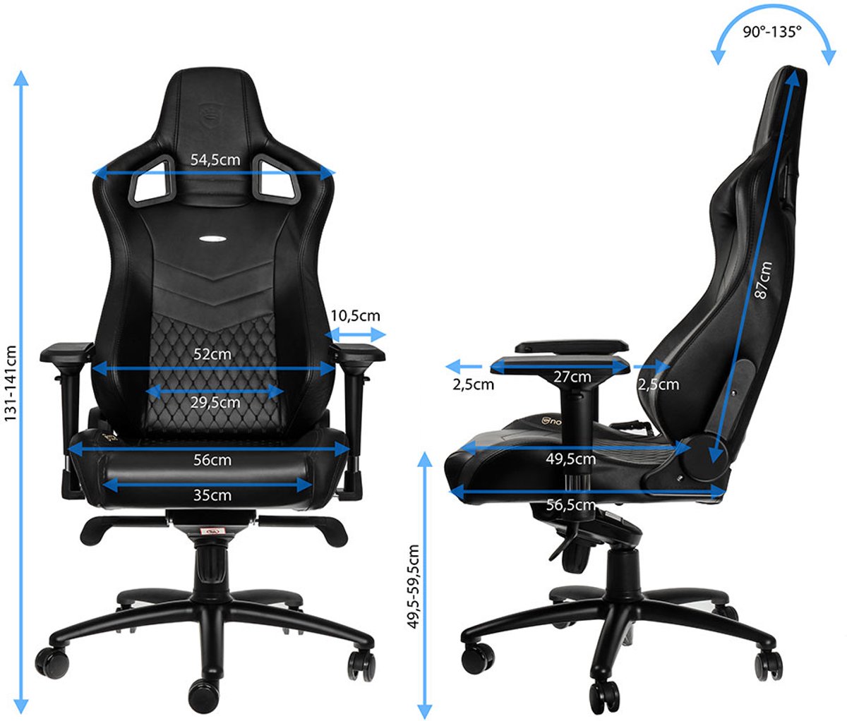 Noblechairs EPIC Real Leather Gaming Zwart – foto 5