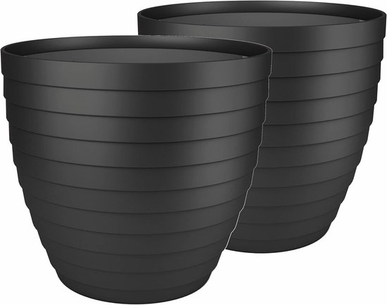 JOKILY 50 stuks zachte plastic plantenpotten, 15 cm kunststof plantenpotten, bloempotten voor bloemen en planten, kweekpot, ronde potten, plastic met 3 houten scheppen en 10 plantentags
