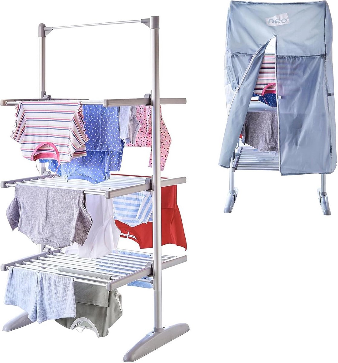 XL Elektrische Opvouwbare Waskleding Droger met 36 Rails - Verwarmd en Ruimtebesparend