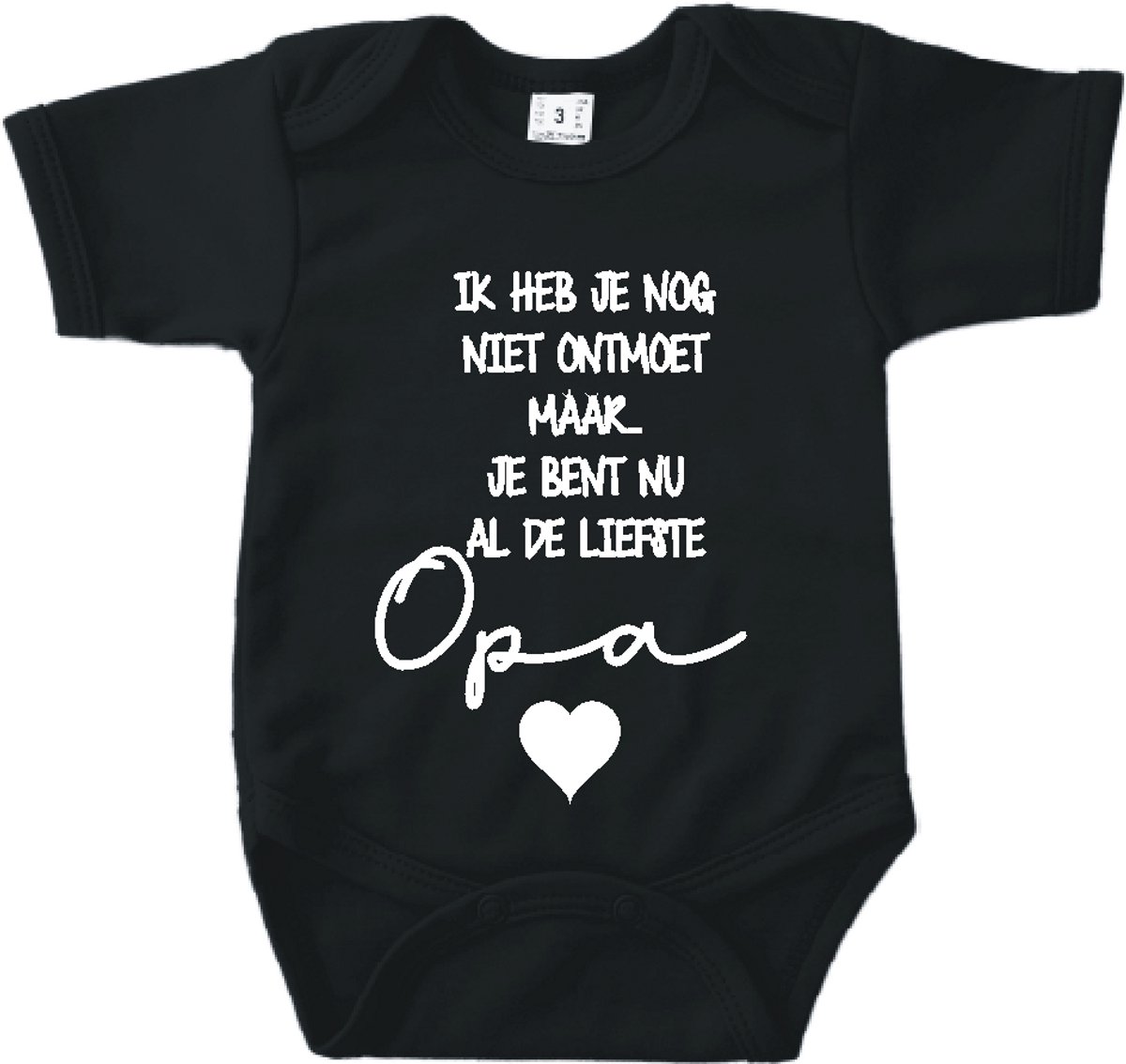 Baby romper met tekst zwangerschap aankondiging | Ik heb je nog niet ontmoet maar je bent nu al de liefste Opa | Zwart | korte mouw | maat 56 cadeautje zwangerschap aankondiging bekendmaking | Cadeautje 100% katoen.