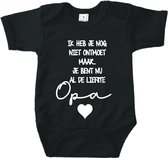 Barboteuse Bébé avec texte d'annonce de grossesse | Je ne t'ai pas encore rencontré mais tu es déjà le grand-père le plus gentil | Noir | manche courte | annonce de grossesse cadeau taille 56 | Cadeau 100% coton.