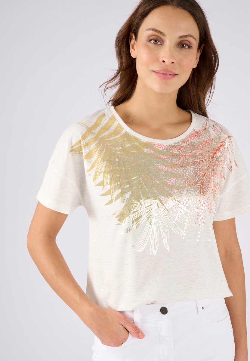 Damart - T-shirt met glanzend draadpatroon - Dames - Beige - L