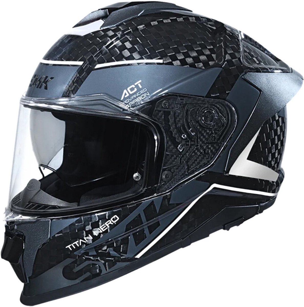 SMK Titan Carbon Nero 06 Grijs Wit Integraalhelm - Helm