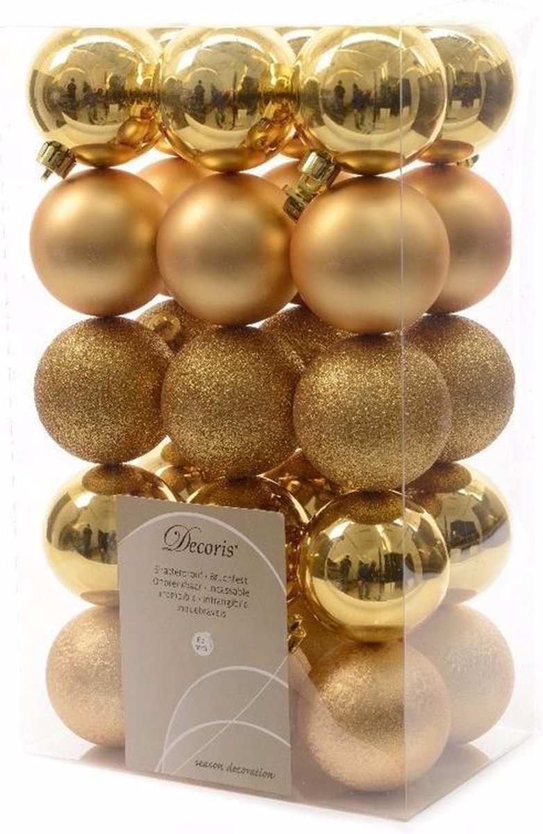 25x Kunststof kerstballen licht champagne 8 cm voor kerst bestellen