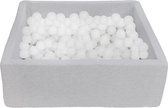 Ballenbak vierkant - grijs - 90x90x30 cm - met 300 witte ballen