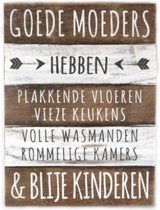 Houten Tekstplank / Tekstbord 40x30cm "Goede Moeders...." - Kleur Naturel en Antique White