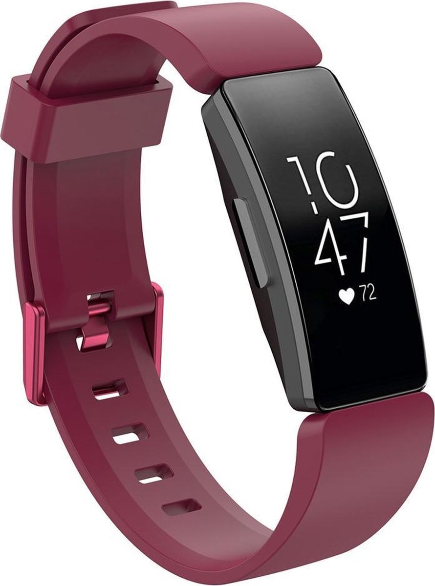 KELERINO. Siliconen bandje geschikt voor Fitbit Inspire (HR) - Sangria - Large