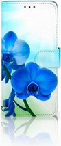 Geschikt voor Samsung Galaxy S10 Plus Book Case Hoesje Orchidee Blauw